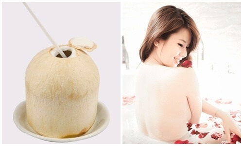 nước dừa còn xóa mờ nếp nhăn, vết chân chim quanh mắt và giúp da luôn đàn hồi, sắc chắc, luôn tươi trẻ.