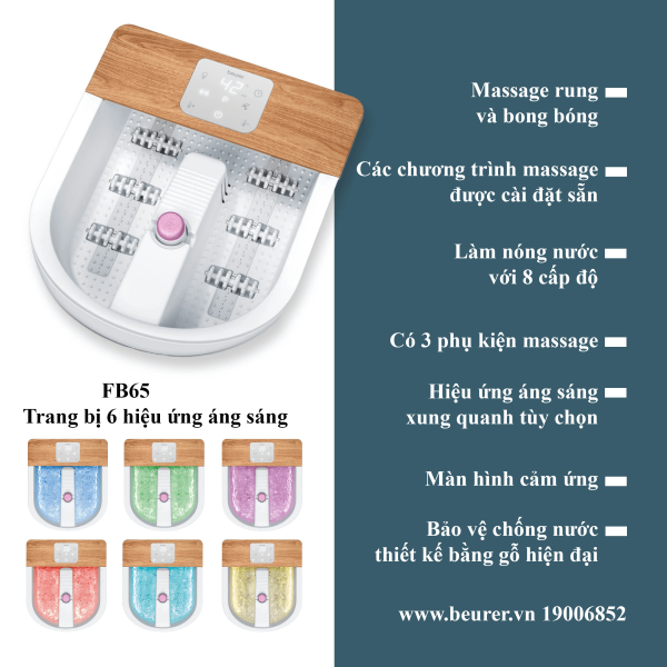 Bồn Ngâm Chân Massage Beurer Fb 65 12 hệ thống đèn massage fb65